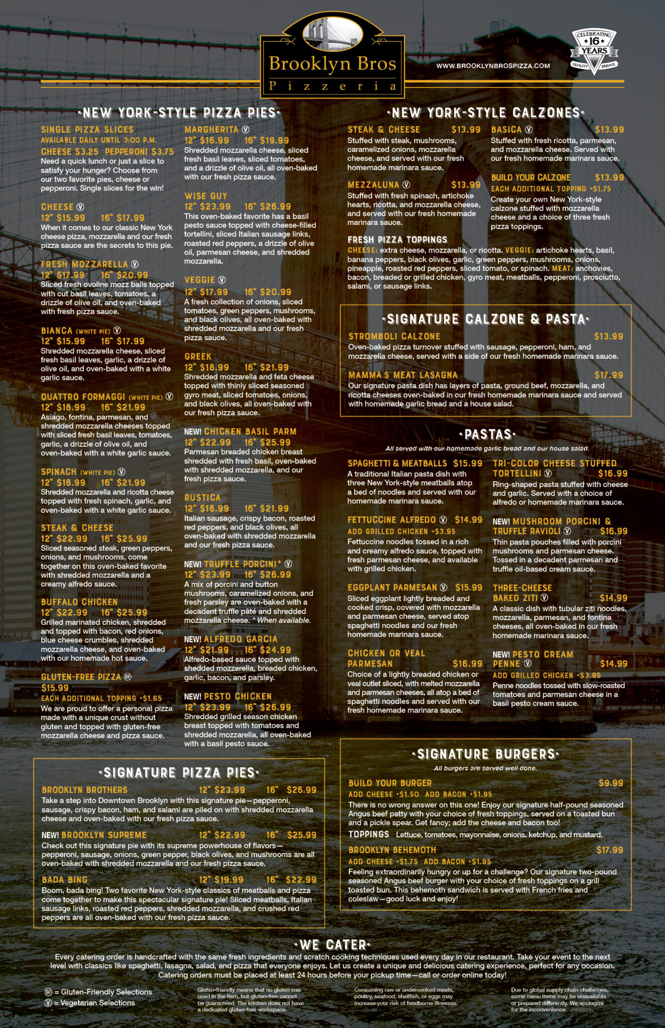 Menu Brooklyn Brothers Pizza